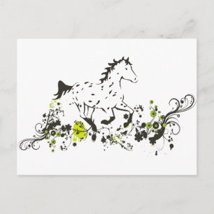 Carte Postale Appaloosa léopard avec impression florale