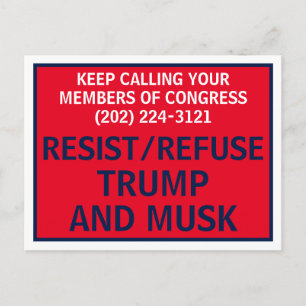 Carte Postale Appelez Congrès Manifestation Résister Refus Trump
