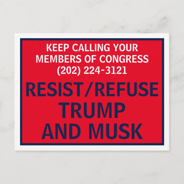 Carte Postale Appelez Congrès Manifestation Résister Refus Trump (Devant)