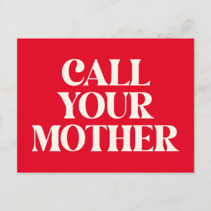 Carte Postale Appelez Votre Mère Drôle Maman Citer Amour Rouge