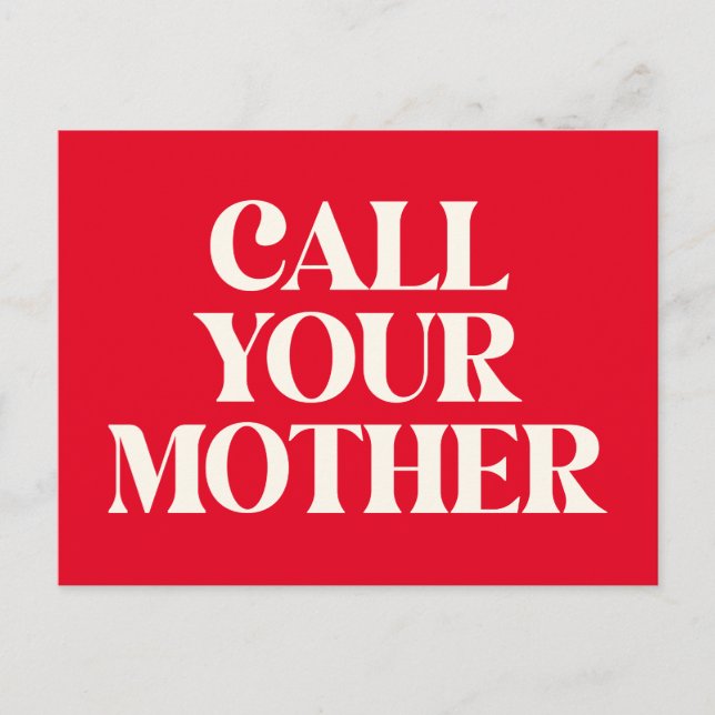 Carte Postale Appelez Votre Mère Drôle Maman Citer Amour Rouge (Devant)