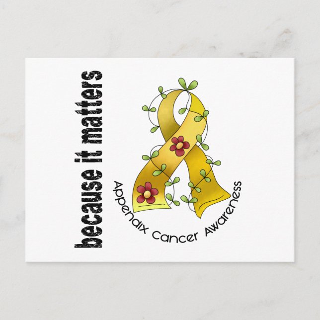 Carte Postale Appendice Cancer Flower Ribbon 3 (Devant)