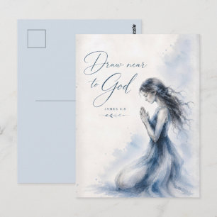 Carte Postale Approchez-vous de Dieu Jacques 4:8 Aquarelle chrét