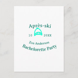 Carte Postale Après-ski bachelorette party turquoise hat name da