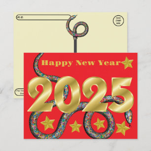 Carte Postale Après-traversée Joyeux 2025 Année du serpent