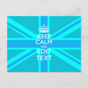 Carte Postale Aqua Bleu Vibrant Gardez Le Calme Votre Texte Unio