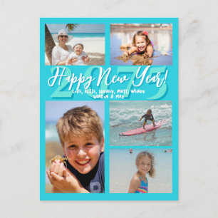 Carte postale Aqua Blue Happy New Year Five
