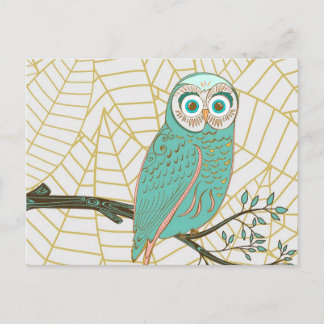 Carte Postale Aqua Retro Owl Design