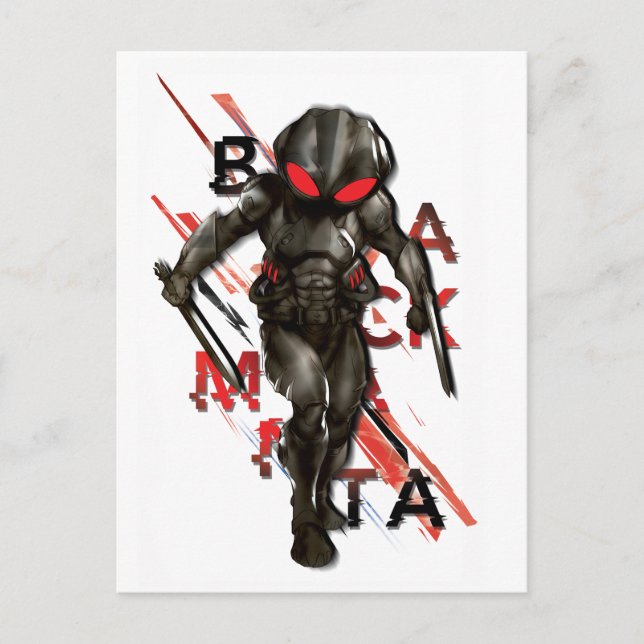 Carte Postale Aquaman | Black Manta Scattered Typography Graphic (Devant)