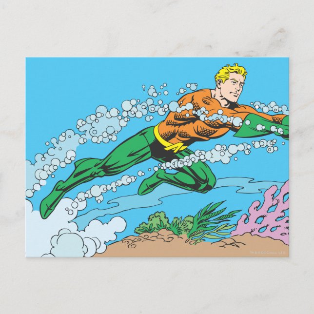 Carte Postale Aquaman Dashes À Travers L'Eau (Devant)