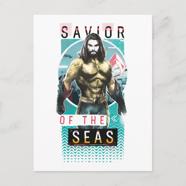 Carte Postale Aquaman | "Sauveur Des Mers" Graphique Moderniste (Devant)