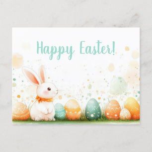 Carte postale Aquarell Oster colorée avec lapin de