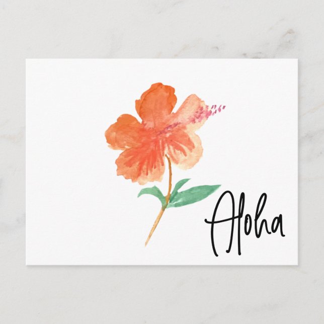 Carte Postale Aquarelle à la main Hawaii Hibiscus Floral Moving (Devant)