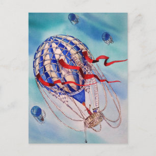 Carte Postale Aquarelle à vapeur d'air chaud