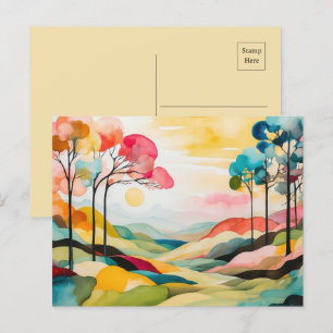 Carte Postale Aquarelle Abstraite couleur au printemps