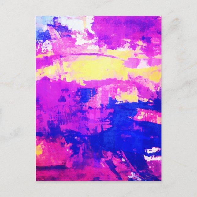 Carte Postale Aquarelle Abstraite couleur bleu pourpre moderne (Devant)