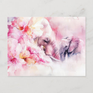 Carte Postale Aquarelle abstraite Illustration d'un éléphant