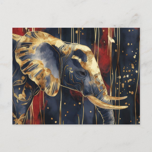 Carte Postale Aquarelle abstraite Illustration d'un éléphant (Devant)