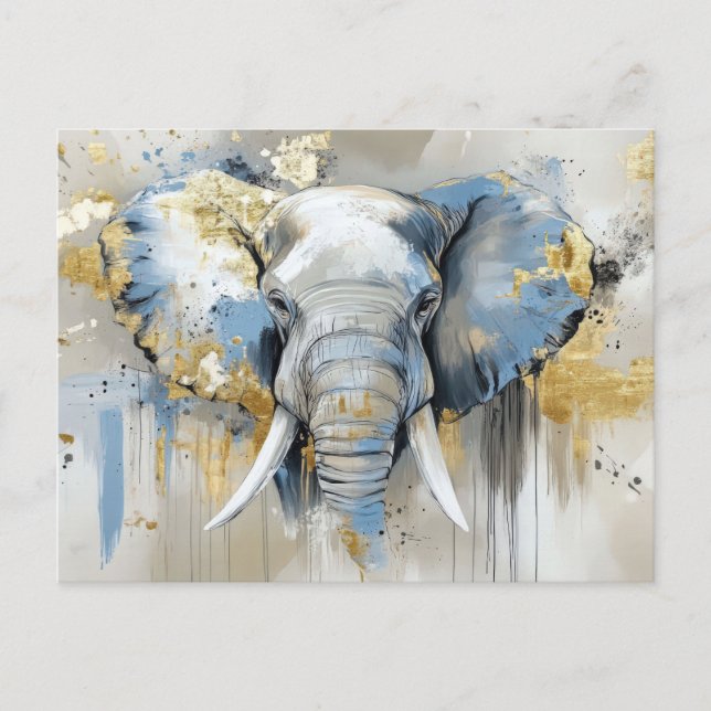 Carte Postale Aquarelle abstraite Illustration d'un éléphant (Devant)