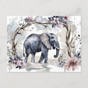 Carte Postale Aquarelle abstraite Illustration d'un éléphant