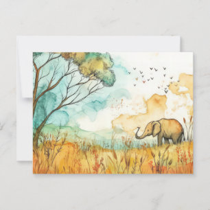 Carte Postale Aquarelle abstraite Illustration d'un éléphant