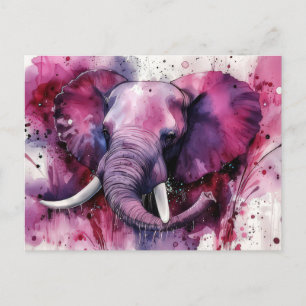 Carte Postale Aquarelle abstraite Illustration d'un éléphant