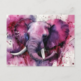 Carte Postale Aquarelle abstraite Illustration d'un éléphant