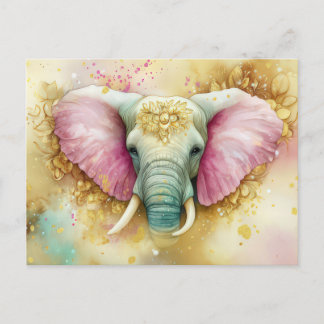 Carte Postale Aquarelle abstraite Illustration d'un éléphant