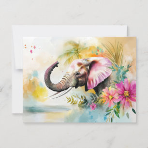 Carte Postale Aquarelle abstraite Illustration d'un éléphant