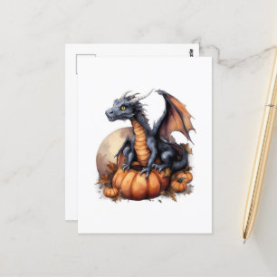 Carte Postale Aquarelle adorable Halloween Dragon