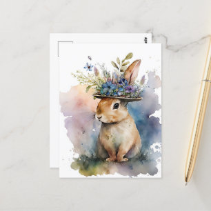 Carte Postale Aquarelle adorable Rabbit