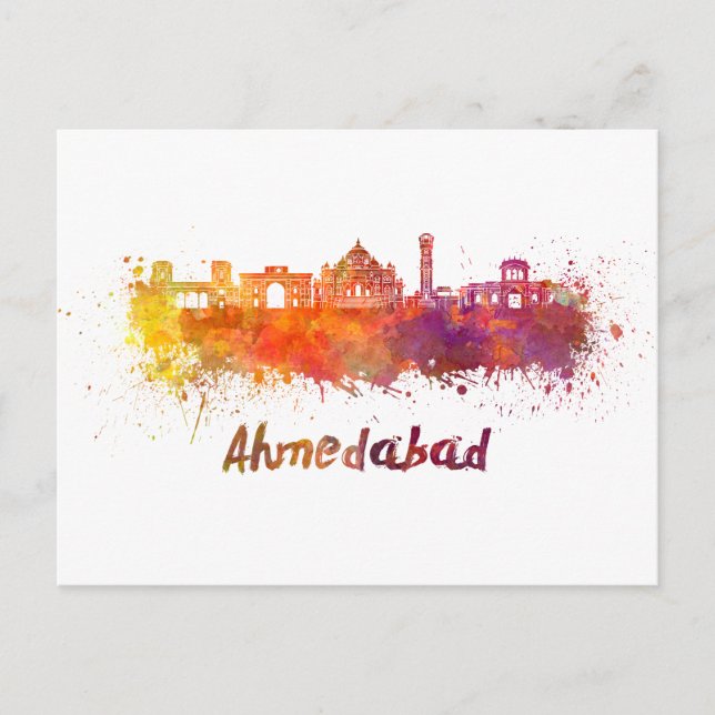 Carte Postale Aquarelle Ahmedabad (Devant)