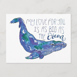 Carte Postale Aquarelle - Amour aussi grand que l'océan