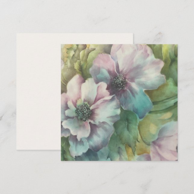 Carte postale aquarelle Anémones Florale (Devant / Derrière)