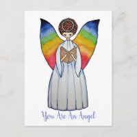 Aquarelle Angel Avec Arcs-En-Ciel Lire Un Livre