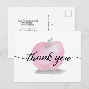 Carte Postale Aquarelle Appréciation Apple de l'enseignant Perso