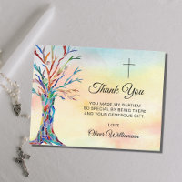 Aquarelle Arbre Baptême Christening Merci