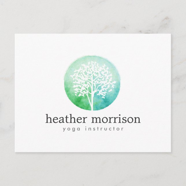 Carte postale Aquarelle Arbre Yoga and Wellness (Devant)