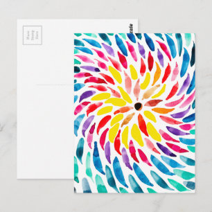 Carte Postale Aquarelle arc-en-ciel spirale abstraite