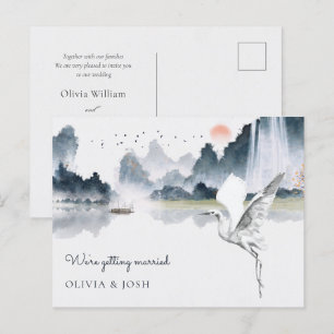 Carte Postale Aquarelle art paysage naturel faire-part de mariag