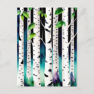 Carte Postale Aquarelle Aspen Trees