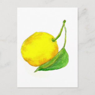 Carte Postale Aquarelle au citron peint en agrumes jaunes