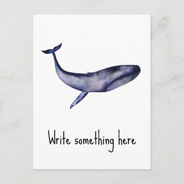 Carte Postale Aquarelle Baleine bleue (Devant)