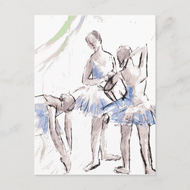 Carte Postale Aquarelle Ballet Danse Ballerina (Devant)