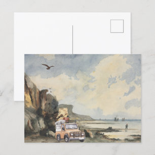 Carte Postale Aquarelle belle vue sur la plage