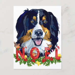 Carte Postale Aquarelle Bernese Mountain Dog Noël