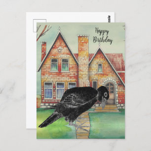 Carte Postale Aquarelle Black Crow House Nom du script  