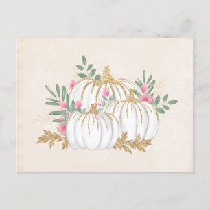 Carte Postale Aquarelle blanche et Citrouille or