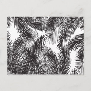 Carte Postale Aquarelle blanche noire peinte à la main palmiers