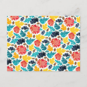 Carte Postale Aquarelle bleu naturel Jaune Mariage de tournesols